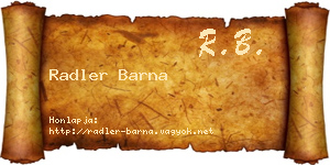 Radler Barna névjegykártya